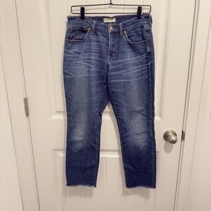 Madewell Women's Dark Wash The Slim Boyfriend Fringe‎ Crop Denim Size 25